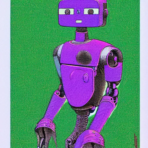 Prompt: portrait of a robot by moebius in the style of jean giraud