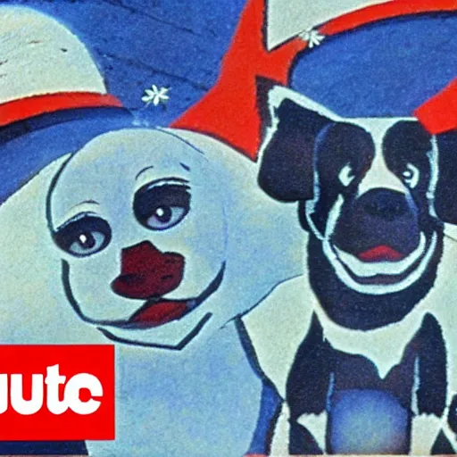 Image similar to Soviet era animated film with dog