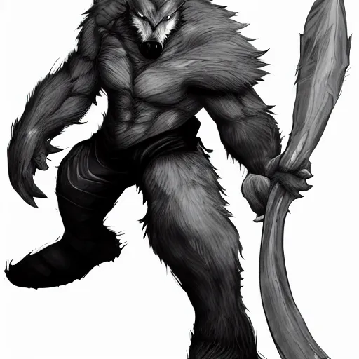 Prompt: wolfman league of legends concept art