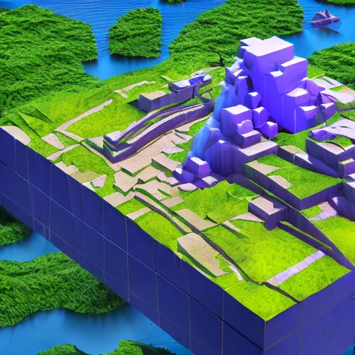 Image similar to manhattan on a floating island with a waterfall in the sky, low poly art, isometric art, 3d render, ray tracing, high detail, artstation, concept art, behance, smooth, sharp focus, ethereal lighting