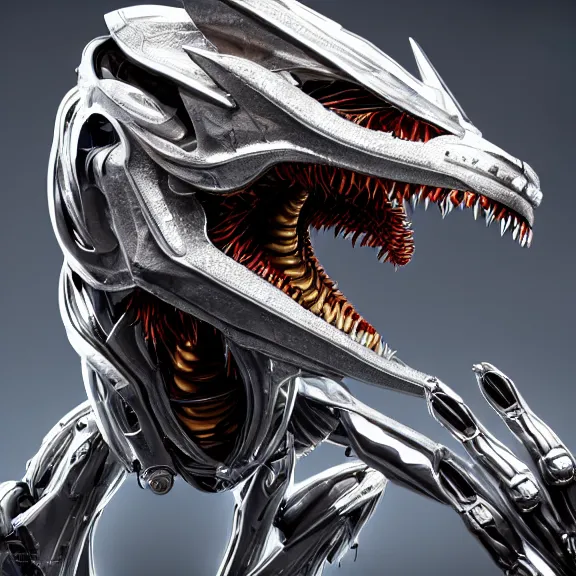 Image similar to detailed mawshot of a gigantic goddess elegant beautiful stunning anthropomorphic hot robot mecha female dragon, eating and swallowing a human whole, with sleek silver metal armor, OLED visor over eyes, micro art, prey, vore, digital art, mawshot, dragon vore, dragon maw, furry art, high quality, 8k 3D realistic, macro art, micro art, Furaffinity, Deviantart, Eka's Portal, G6