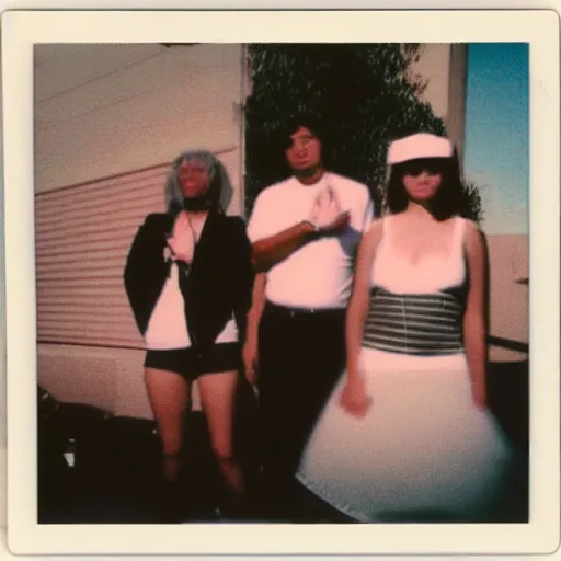 Image similar to found polaroid photo of trash humpers in las vegas