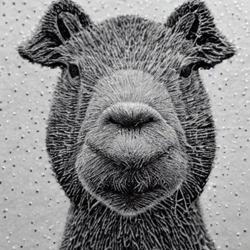 Image similar to wall street journal stippled portrait of a capybara