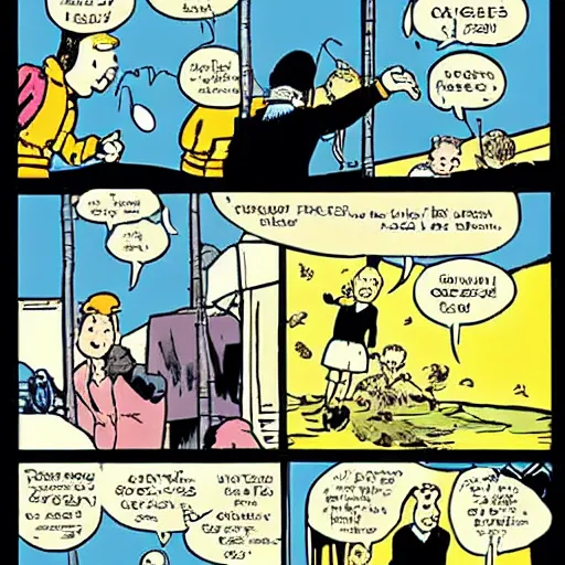 Prompt: a splash panel from Tintin by Hergé