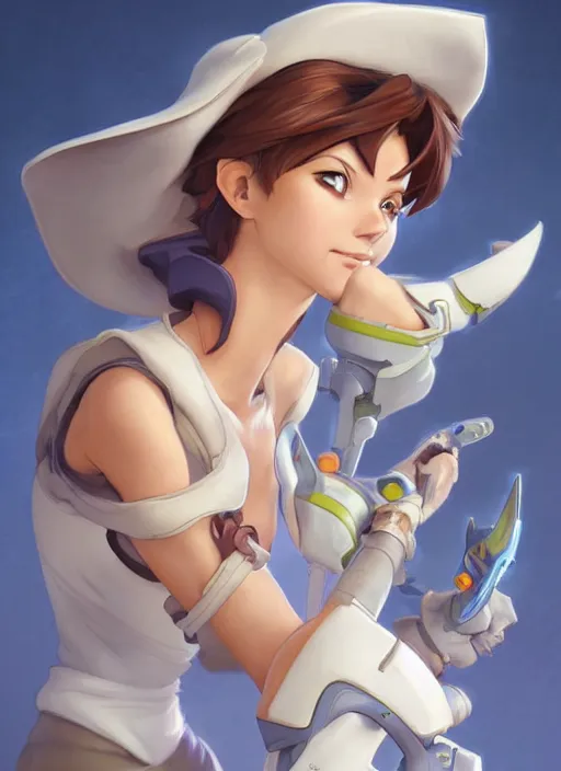 Image similar to cute tracer, natural lighting, path traced, highly detailed, high quality, digital painting, by don bluth and ross tran and studio ghibli and alphonse mucha, artgerm