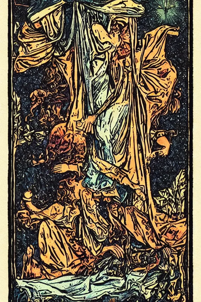 Image similar to “a tarot card depicting Death”