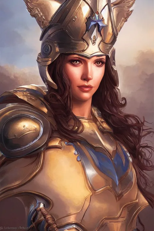 Image similar to amazon valkyrie athena, d & d, fantasy, portrait, highly detailed, headshot, digital painting, trending on artstation, concept art, sharp focus, illustration, art by artgerm and greg rutkowski and magali villeneuve