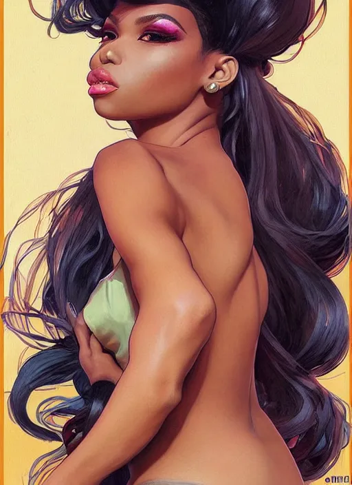 Image similar to naomi smalls, drag queen, painting by artgerm and greg rutkowski and alphonse mucha