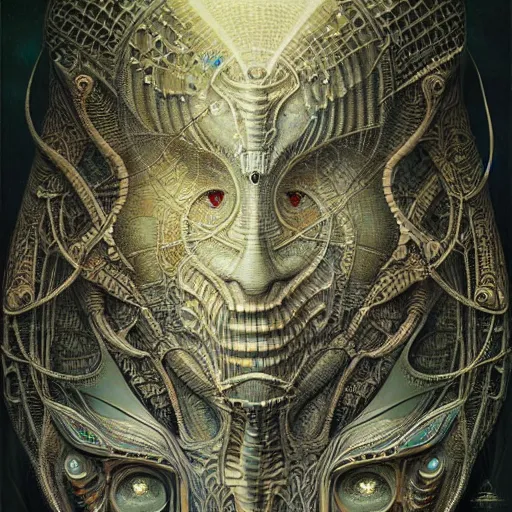 Image similar to ultra realist intricate detailed painting of an attractive alien female and alien male, full body, curvy, black scales and cyborg tech, very intricate details, focus, artstyle Beksiński and Hiraku Tanaka and Tom Bagshaw, award winning