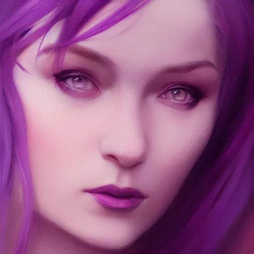 Prompt: a painting of a woman with purple hair, a character portrait by Charlie Bowater, cgsociety, fantasy art, digital painting, ilya kuvshinov, speedpainting
