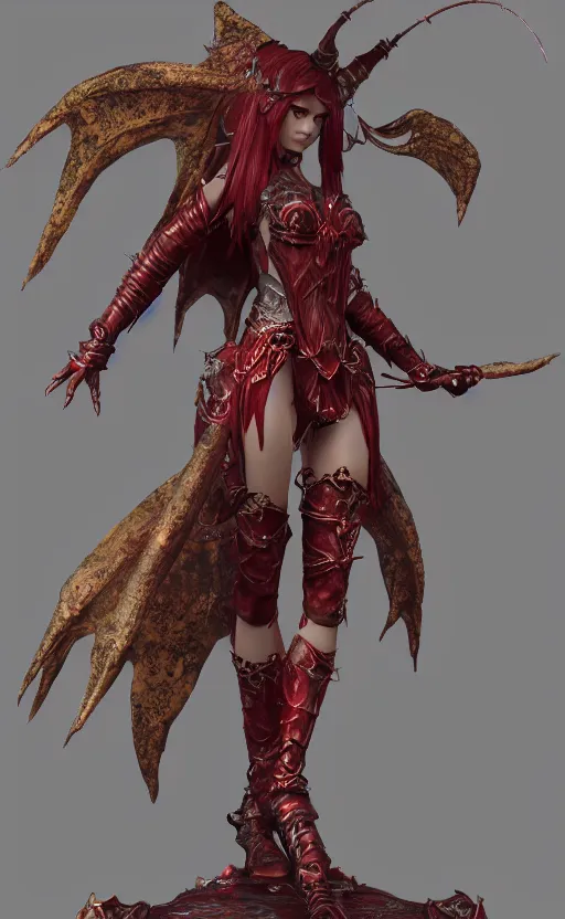 Prompt: Gothic elf princess in red dragon armor, bronze statue, unreal engine, high detailed