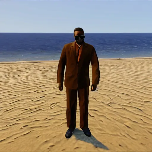 Image similar to kodak portra 8 0 0, an invisible man stands on the beach in gta v