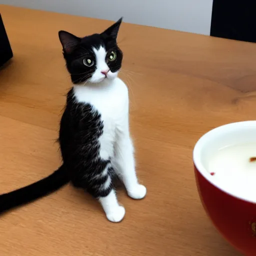 Prompt: british cat sipping on tea