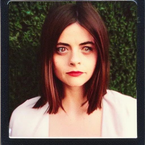 Prompt: polaroid of clara oswald looking over her shoulder, color 3 5 mm