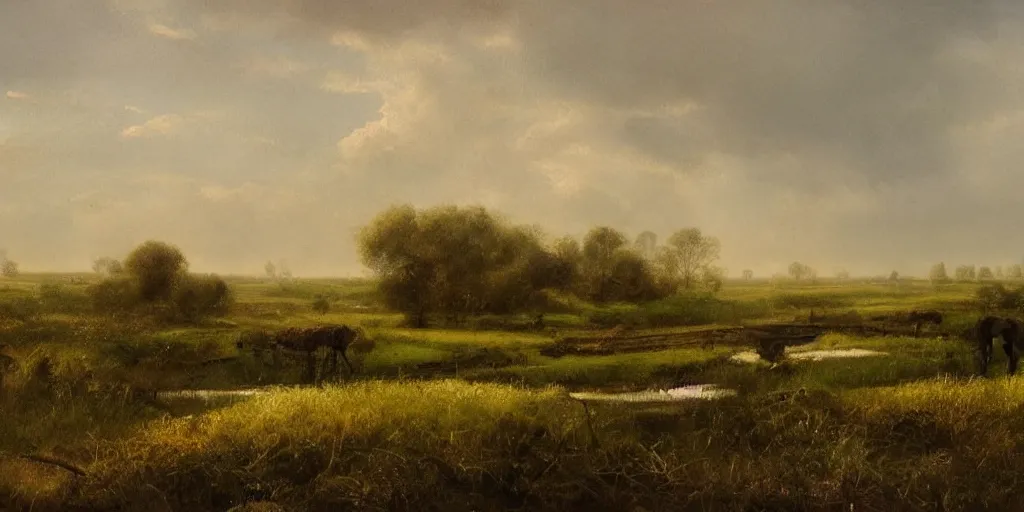 Prompt: a beautiful landscape of the Hoeksche Waard, award winning, very detailed, cinematic atmospheric masterpiece, vibrant