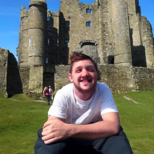 Prompt: dopey sat in corfe castle off his head on baenz