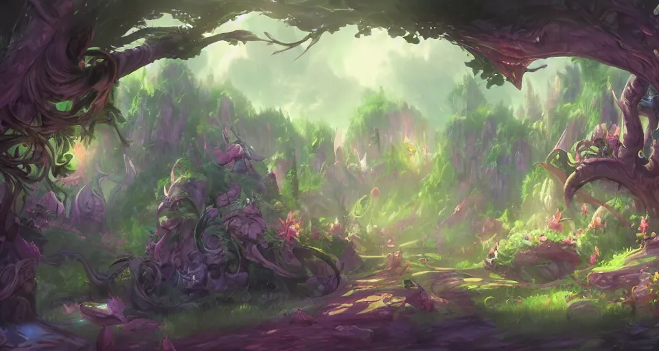 Image similar to Enchanted and magic forest, by League of Legends concept artists