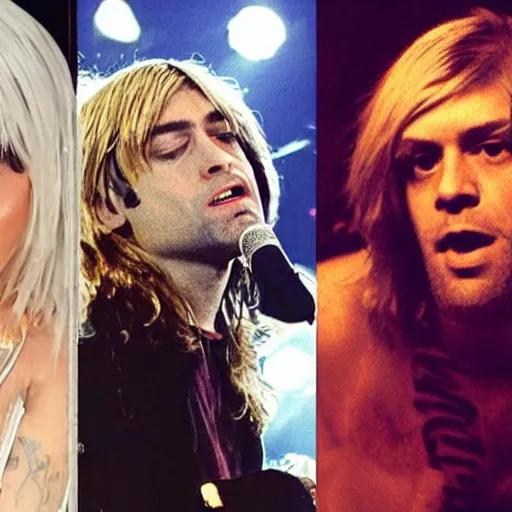 Image similar to kurt cobain fighting with cardi b badly horrific violent