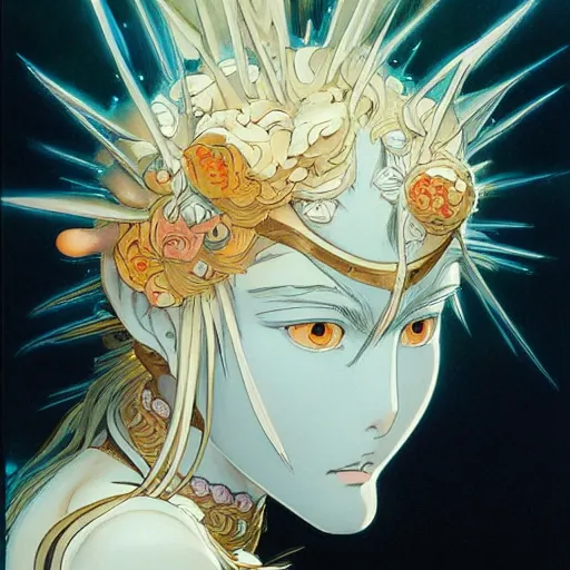 Image similar to prompt : magestic warrior portrait soft light painted by james jean and katsuhiro otomo, inspired by evangeleon anime, smooth face feature, intricate oil painting, high detail illustration, sharp high detail, manga and anime 1 9 9 0