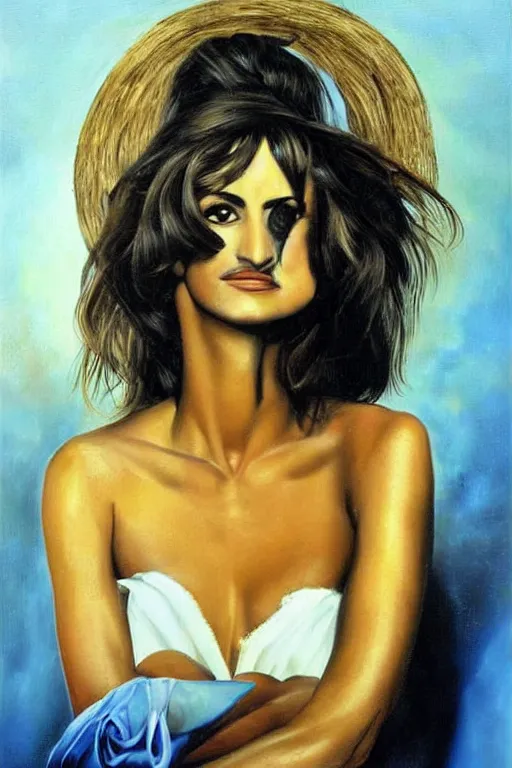 Image similar to oil painting, portrait of penelope cruz, artwork by salvador dali