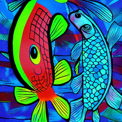 Prompt: disco fish by hideo kodzima