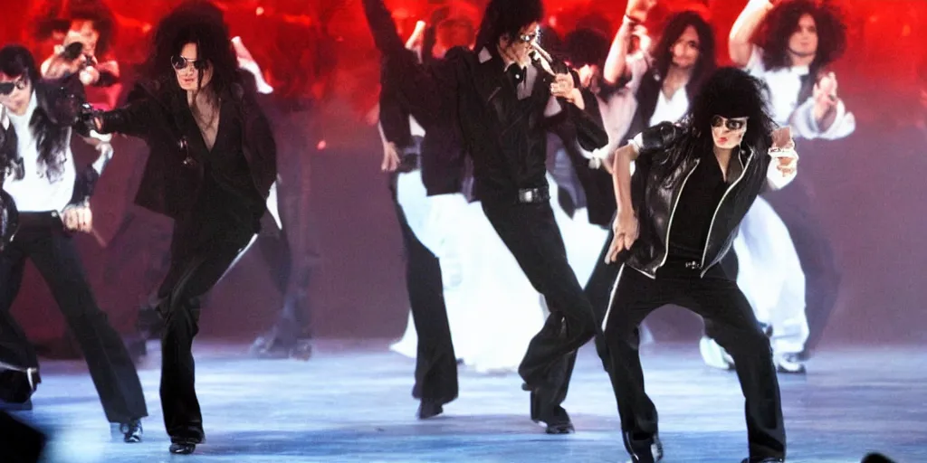 Image similar to michael jackson 2 0 0 9 wearing shades, this is it, photo real, motion blur, solo dancing on stage, by himself, real life, spotted, ultra realistic face, accurate, 4 k, movie still, uhd, sharp, detailed, cinematic, render, modern