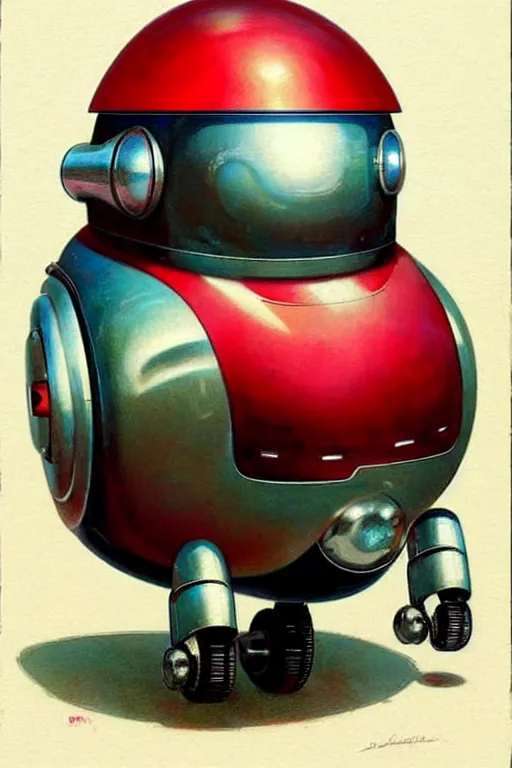 Image similar to ( ( ( ( ( 1 9 5 0 s retro future android robot fat robot snail wagon. muted colors., ) ) ) ) ) by jean - baptiste monge,!!!!!!!!!!!!!!!!!!!!!!!!! chrome red