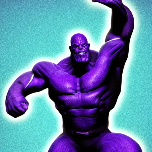 Image similar to thanos dancing ricardo milos dance, high deal, photorealistic