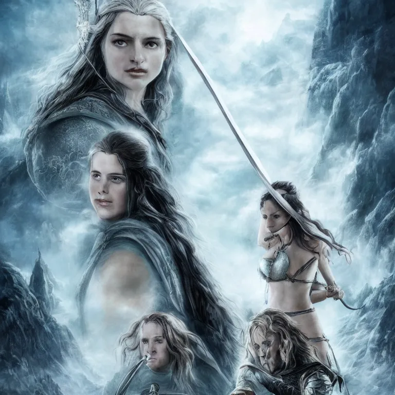 Prompt: extremely detailed fantasy art of a sexy female, lord of the rings, poster, full body, 8 k