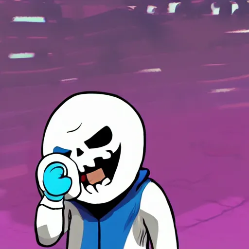 Prompt: sans from undertale doing a whip and nae nae