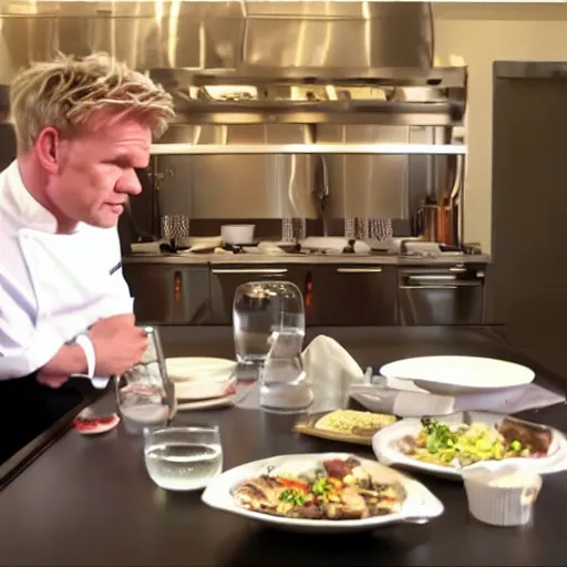 Image similar to Gordon Ramsay eating someone’s house