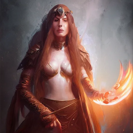 Image similar to A portrait of a female sorceress, Magic the Gathering art, art by greg rutkowski, matte painting, trending on artstation, very detailed