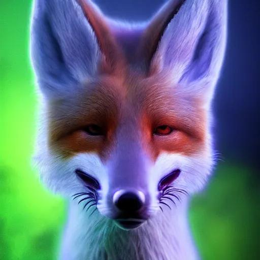 Image similar to Photorealistic magic fox. Hyperdetailed photorealism, 108 megapixels, amazing depth, glowing rich colors, powerful imagery, psychedelic Overtones, 3D finalrender, 3d shading, cinematic lighting, artstation concept art