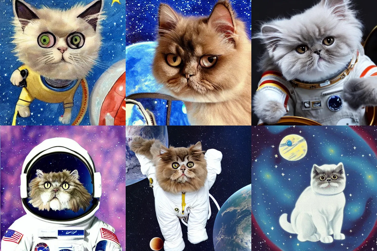 Prompt: a Persian cat as an astronaut