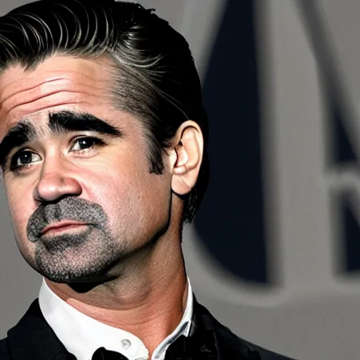 Prompt: Colin Farrell looking sad and melancholy dramatic lighting