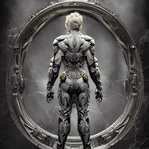 Image similar to Prometheus Engineer, highly detailed, symmetrical long head, smooth marble surfaces, detailed ink illustration, raiden metal gear, cinematic smooth stone, deep aesthetic, concept art, post process, 4k, carved marble texture and silk cloth, latex skin, highly ornate intricate details, in the style of frank miller