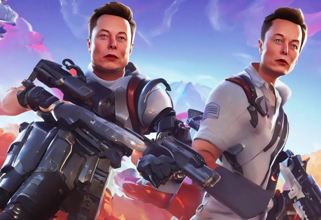 Image similar to elon musk as a fortnite character, cinematic, detailed