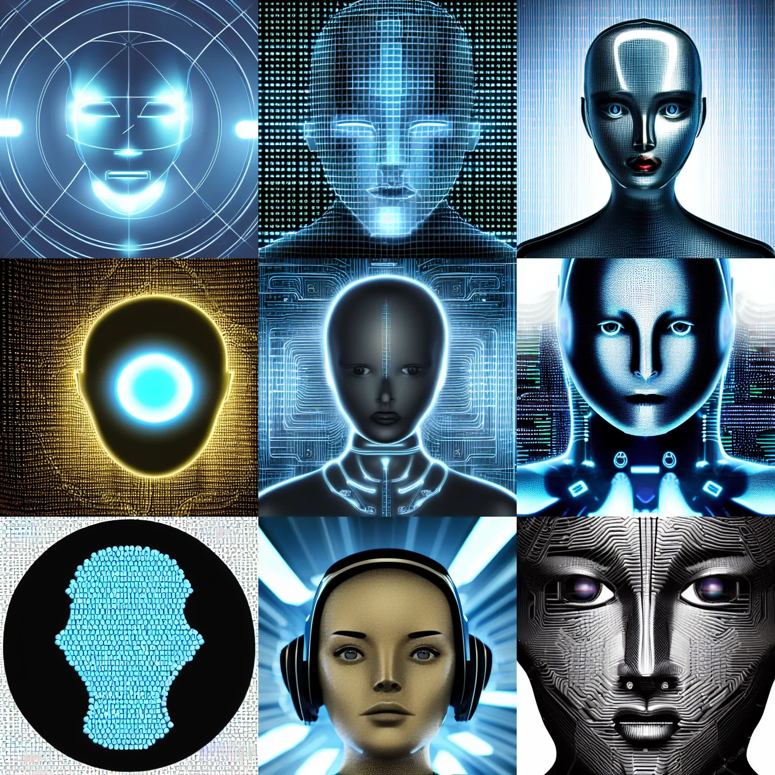 Prompt: artificial intelligence profile picture futuristic sleek design symmetric