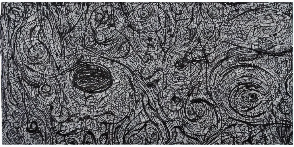 Image similar to camo of lines, technical, acrylic, teeth, eerie, tribal, clay, dots, lines, stipple, points, grid, cybernetic, old painting, swirly eyes, hypnosis