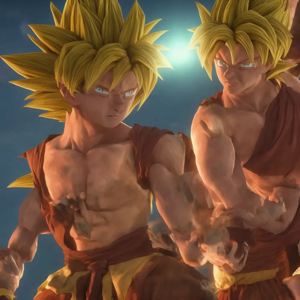 Prompt: super saiyan shaggy from scooby doo kissing arya stark got, unreal engine, 4 k, ray - tracing,