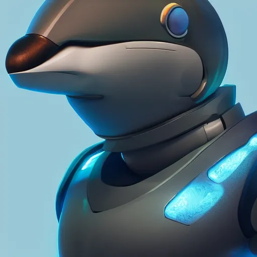 Prompt: furry art, profile picture of a male robotic anthro bottlenose dolphin, visor covering eyes, rounded beak, commission on furaffinity, cgsociety, octane render, subnautica