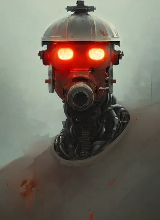 Prompt: portrait epic firefighting robot. highly detailed, digital painting, concept art, smooth, sharp focus, illustration, art by greg rutkowski