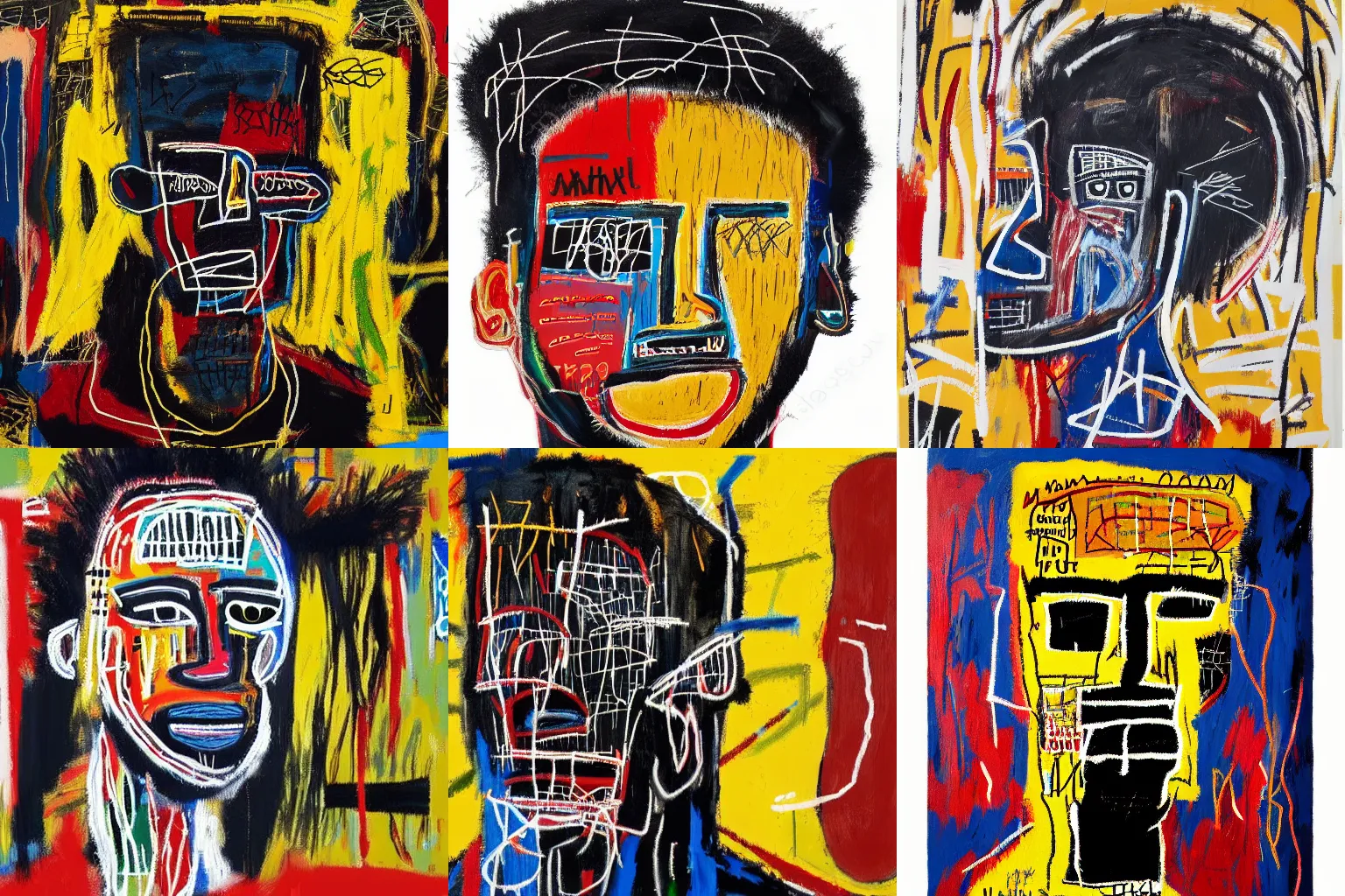 Image similar to extremely highly detailed hi-res majestic head and shoulders painting of a strong black african man by jean-michel basquiat, , 4k insanely detailed and intricate