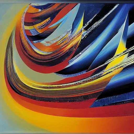 Image similar to abstract art representing momentum, oil painting by john berkey and gabriel dawe, masterwork