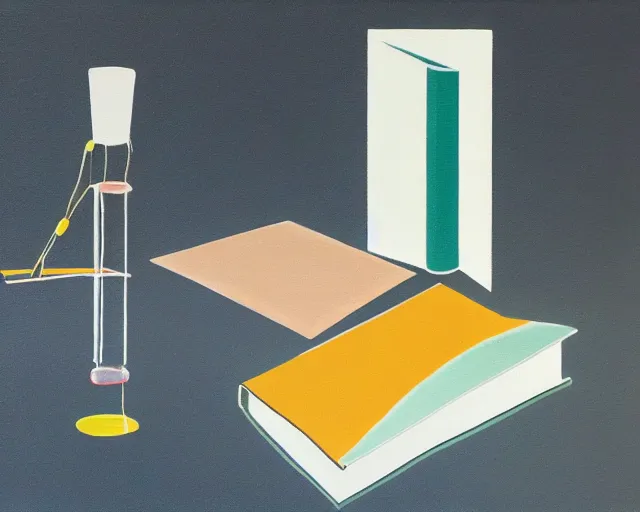 Image similar to a contemporary surrealist minimalist painting of a scientific book