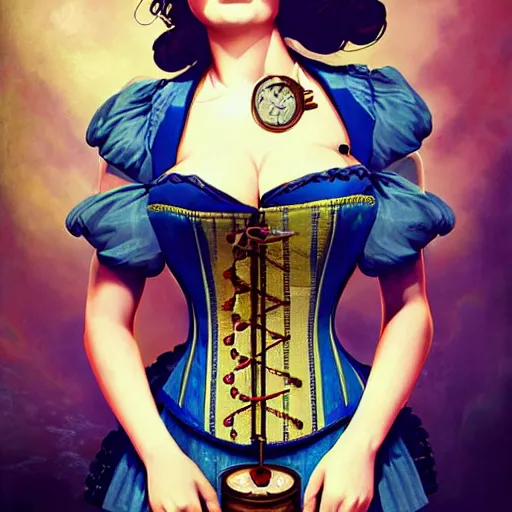 Image similar to lofi underwater bioshock steampunk corset portrait, Pixar style, by Tristan Eaton Stanley Artgerm and Tom Bagshaw.