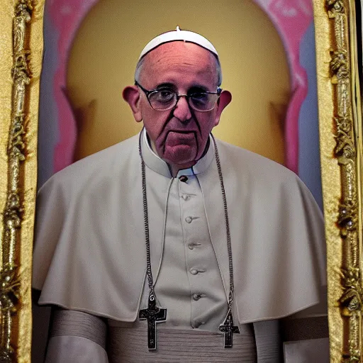 Prompt: terry richardson photo of the pope as a egypsian faraoh