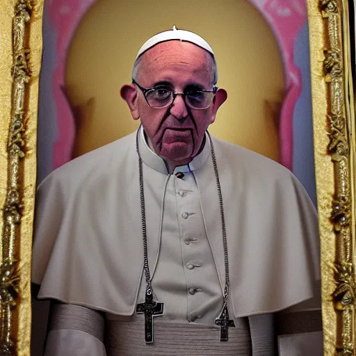 Image similar to terry richardson photo of the pope as a egypsian faraoh