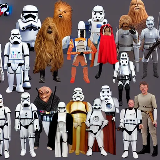 Image similar to All Star Wars Characters standing together for a group photo
