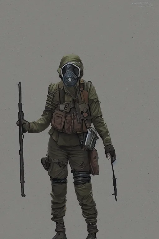 Image similar to medieval british sas female operative with the standard s 1 0 gas mask and the black uniform, artstation, trending on artstation, establishing shot, by simon stalenhag